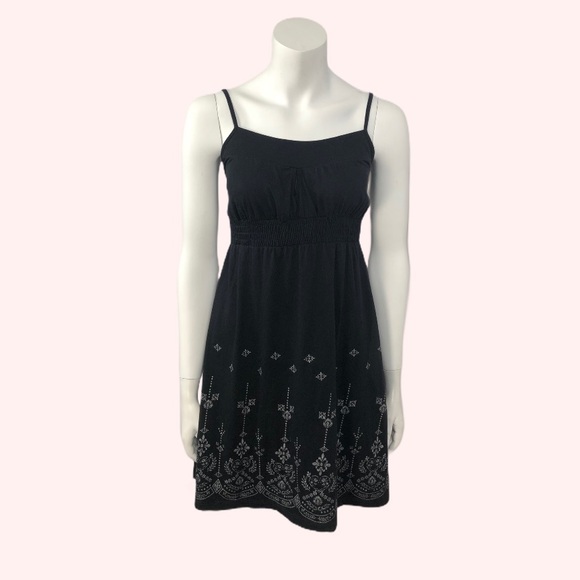Black Spaghetti Straps Smocked Waits Dress Size S - Picture 12 of 12